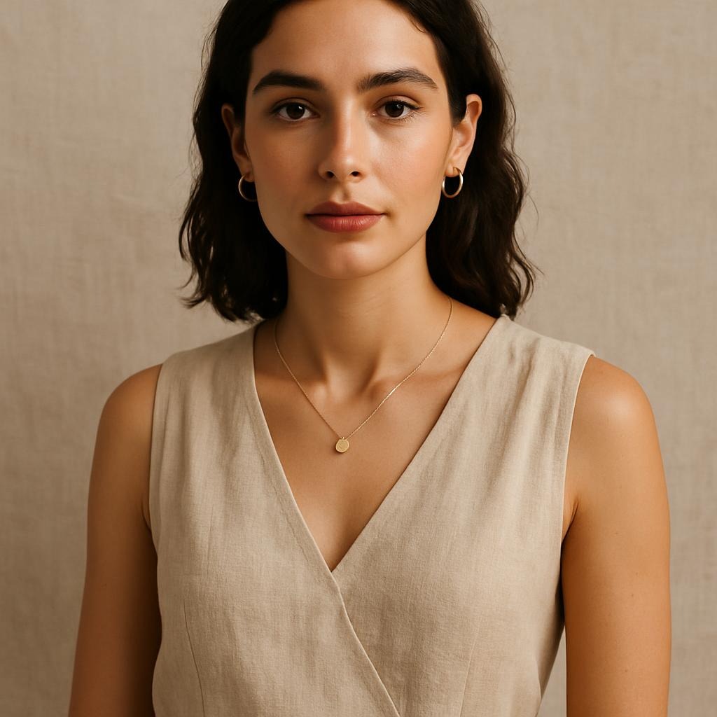 taurina representando o que seu signo diz sobre seu estilo com roupa em tons terrosos